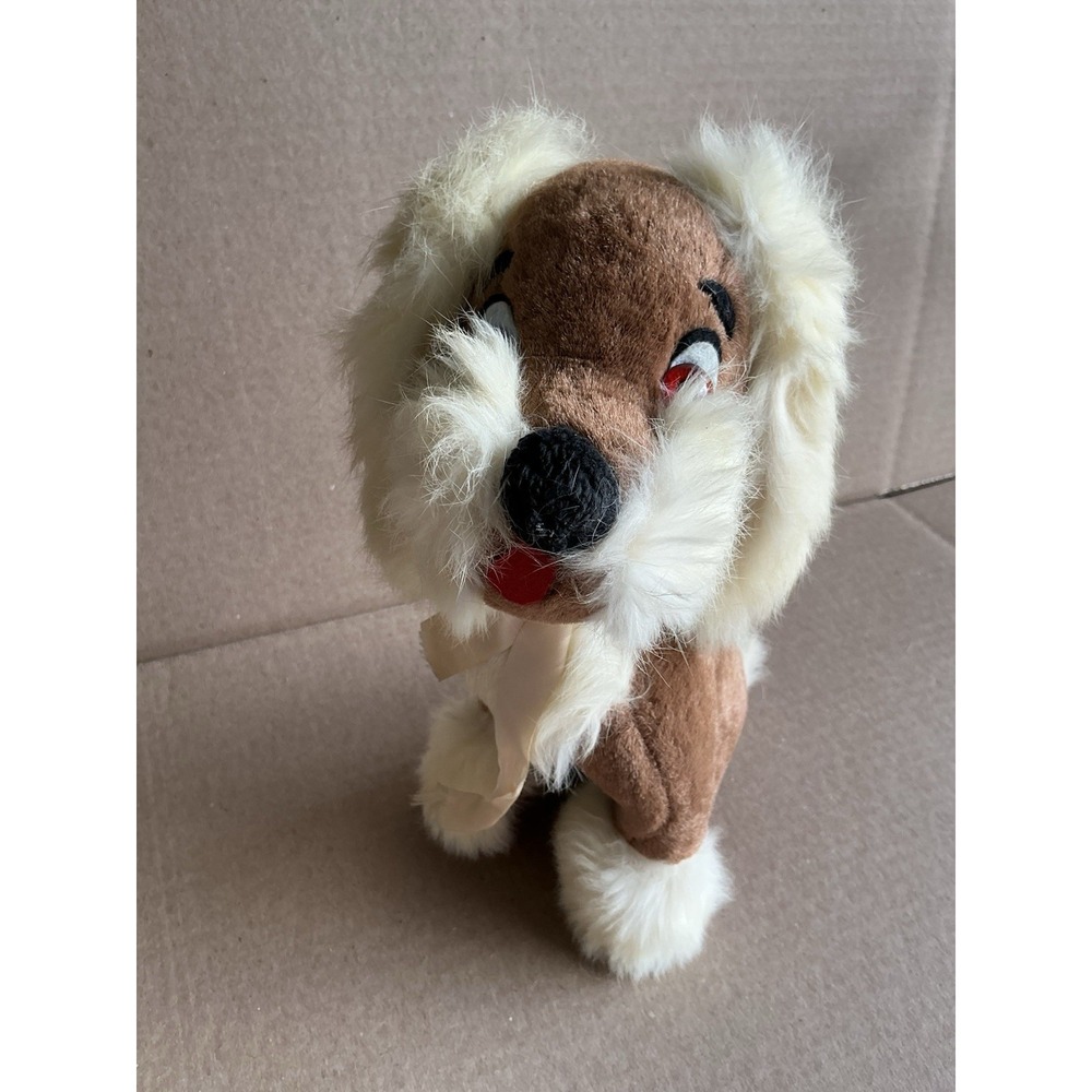 Vtg Plush Stuffed Dog 11x6" 50's-60's Real Fur Highlights Unbranded
